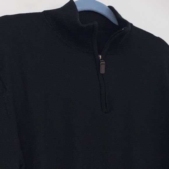 Jos A Bank Men's Traveler 1/4 Zip Merino Wool Pullover Sweater Black Size Large - Picture 8 of 13